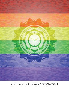 alarm clock icon inside lgbt colors emblem 
