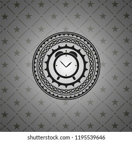 alarm clock icon inside realistic dark emblem