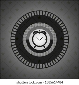 alarm clock icon inside realistic black emblem