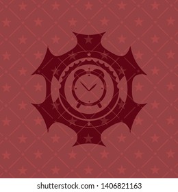 alarm clock icon inside realistic red emblem