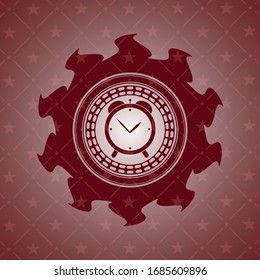 icono del reloj despertador dentro de un emblema rojo realista