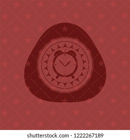 alarm clock icon inside red icon or emblem