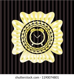 alarm clock icon inside shiny emblem