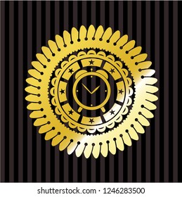 alarm clock icon inside shiny emblem