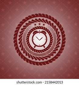 icono del reloj despertador dentro del emblema rojo vintage. 