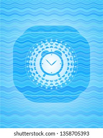 alarm clock icon inside water representation badge.