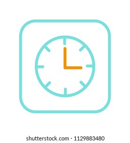 Alarm clock icon isolated on bright background vector illustration, logo for mobile application that consist from frame and round watch with arrows