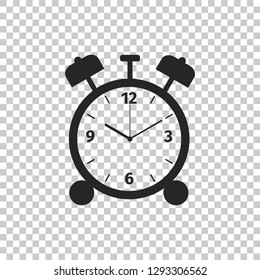 Alarm clock icon isolated on transparent background. Wake up, get up concept. Time sign. Flat design. Vector Illustration