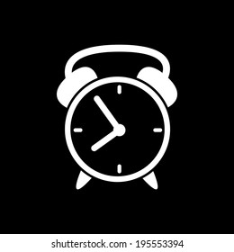 Alarm Clock Icon Isolated on Black Background