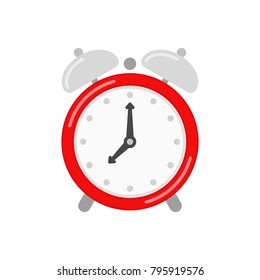 Alarm Clock icon isolated on white background. Wake-up time concept. Vintage table clock in flat style. Vector illustration EPS 10. 