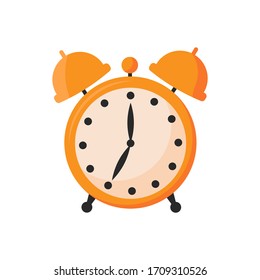 Icono de reloj de alarma aislado de fondo blanco. Concepto despertar mañana. Diseño plano. Ilustración vectorial.