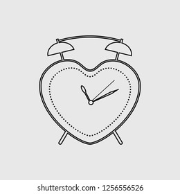 Alarm clock icon in a line design in black color. Vector illustration