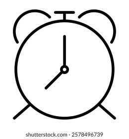 Alarm clock icon, line drawing icon