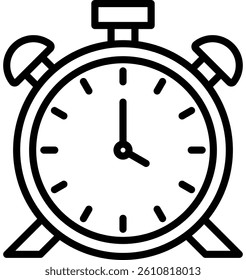 Alarm Clock Icon Line Vector Illustration
