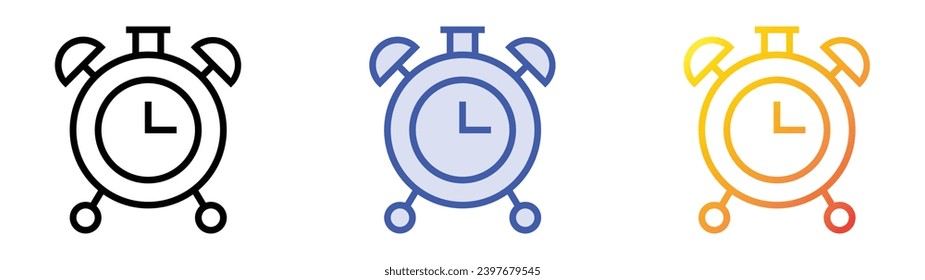 alarm clock icon. Linear, Blue Fill and Gradient Style Design Isolated On White Background