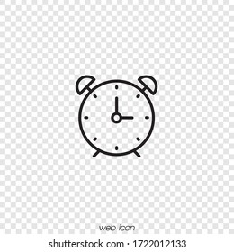 Alarm clock icon in linear style.