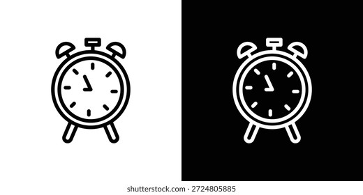 Concepto de logotipo de icono de reloj despertador en trazos
