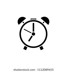 Alarm clock icon or logo. Retro style clock illustration, simple vector clip art