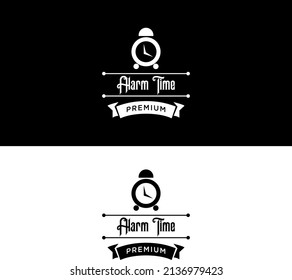 Icono de reloj de alarma o logotipo. Ilustración de reloj de estilo retro, imagen simple de clip vectorial