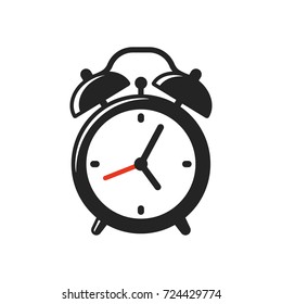 Alarm Clock Icon Or Logo. Retro Style Clock Illustration, Simple Vector Clip Art