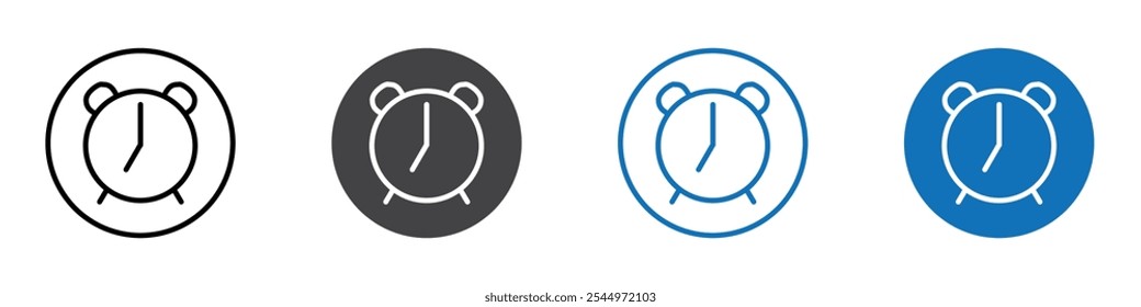 Icono de reloj de alarma Iniciar sesión de logotipo de línea delgada
