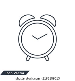 ilustración vectorial del icono del reloj de alarma. plantilla de símbolo de sonido de reloj de alarma para colección de diseño gráfico y web