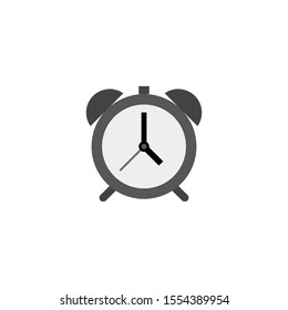 Alarm clock icon with long shadow. Flat design style. Clock silhouette. Simple icon. Modern flat icon in stylish colors. Web site page and mobile app design element.