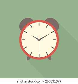 Alarm clock icon with long shadow - Vector