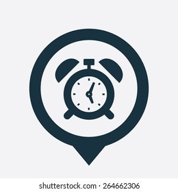alarm clock icon map pin on white background 