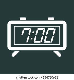 alarm clock icon on black background 