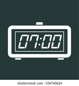 alarm clock icon on black background 