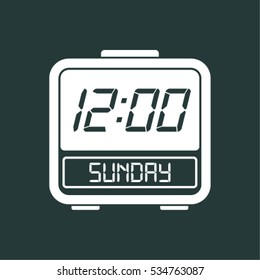 alarm clock icon on black background 