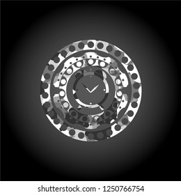 alarm clock icon on grey camouflaged texture
