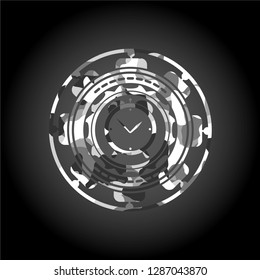 alarm clock icon on grey camouflage texture