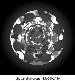 alarm clock icon on grey camo texture