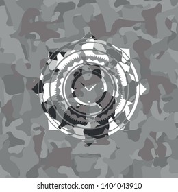 alarm clock icon on grey camo pattern
