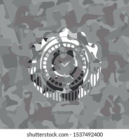 alarm clock icon on grey camo texture