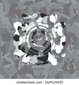 alarm clock icon on grey camouflage pattern