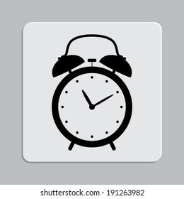 alarm clock icon on a grey flat button