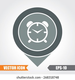 Alarm Clock Icon On Map Pointer. Eps.-10.