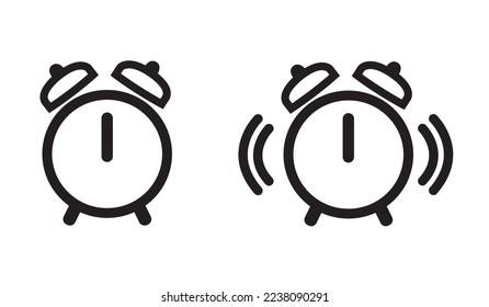 Alarm clock icon on white background, vector