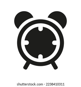 Icono de reloj de alarma sobre fondo blanco.