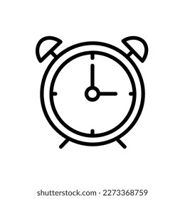 Alarm clock icon, Outline style, isolated on white Background.