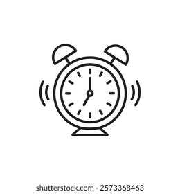 Alarm clock icon Outline thin set