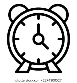 Vector de contorno de icono de reloj de alarma. Trastorno del sueño. Cama de insomnio