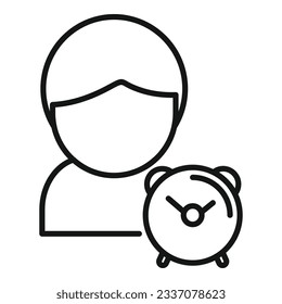 Alarm clock icon outline vector. Sleep problem. Stress person