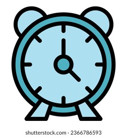 Alarm clock icon outline vector. Sleep disorder. Insomnia bed color flat