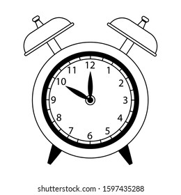 alarm clock icon over white background, flat design, vector illustration