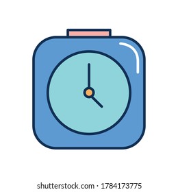 alarm clock icon over white background, line fill style, vector illustration