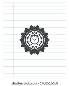 alarm clock icon pencil effect. Vector Illustration. Detailed.